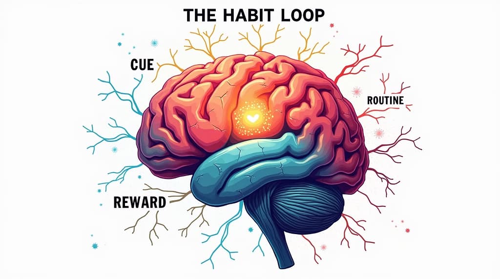 An image of the habit loop of the human brain-Rewire Your Brain: Break Bad Habits and Build Better Ones