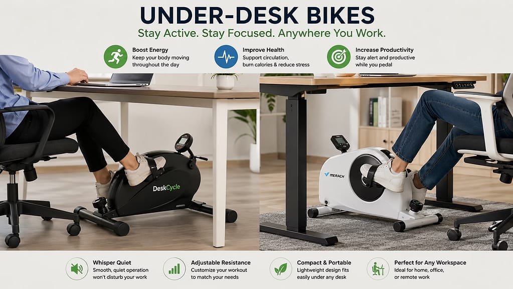 An image of Under-Desk Bikes-The Ultimate Desk Workout Hack Everyone's Talking About