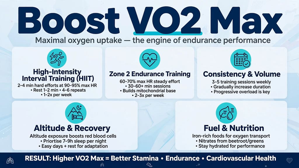 An AI image showing how to boost VO2 Max-Boost VO2 Max: The Longevity Hack You Didn't Know About