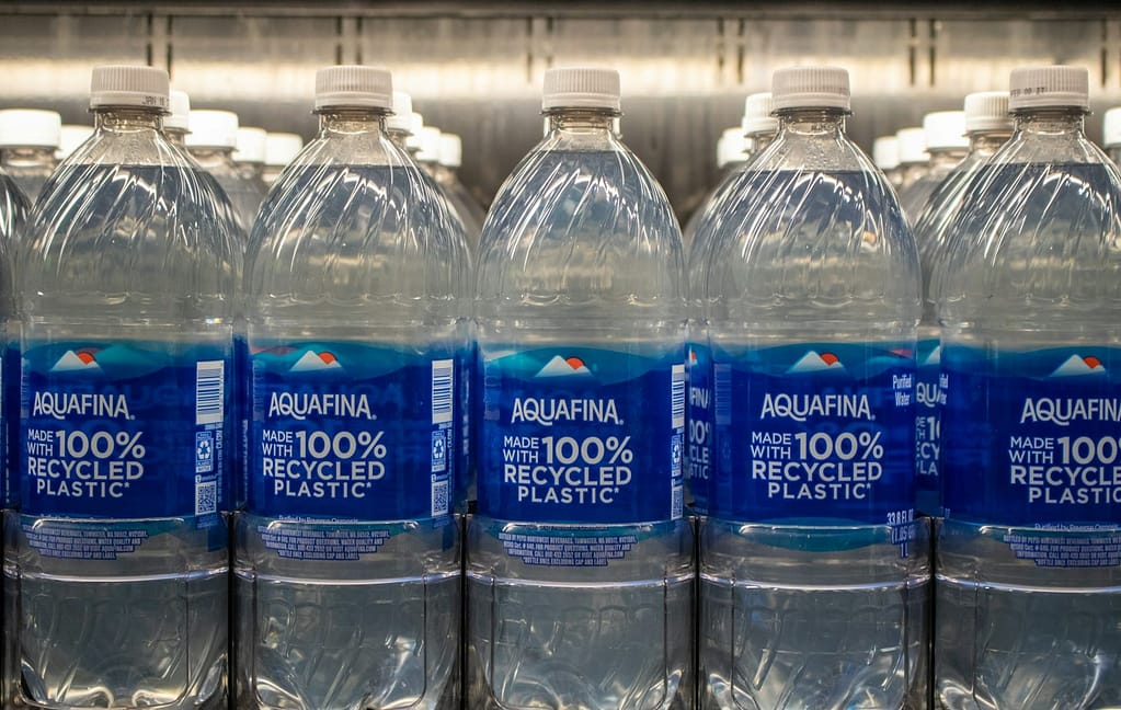 Bottles of aquafina water made with recycled plastic-The Truth About Bottled Water