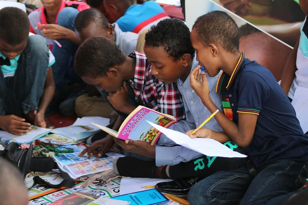 Kids studying together