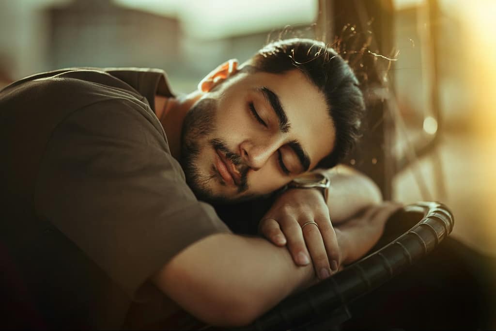 a man sleeping on a bench with his eyes closed-How to Fix the Effects of Stress on Your Body