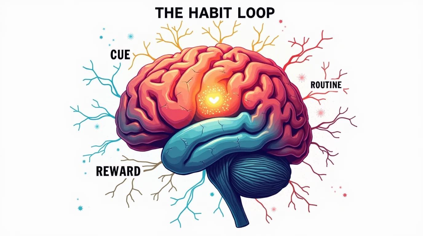An image of the habit loop of the human brain-Rewire Your Brain: Break Bad Habits and Build Better Ones