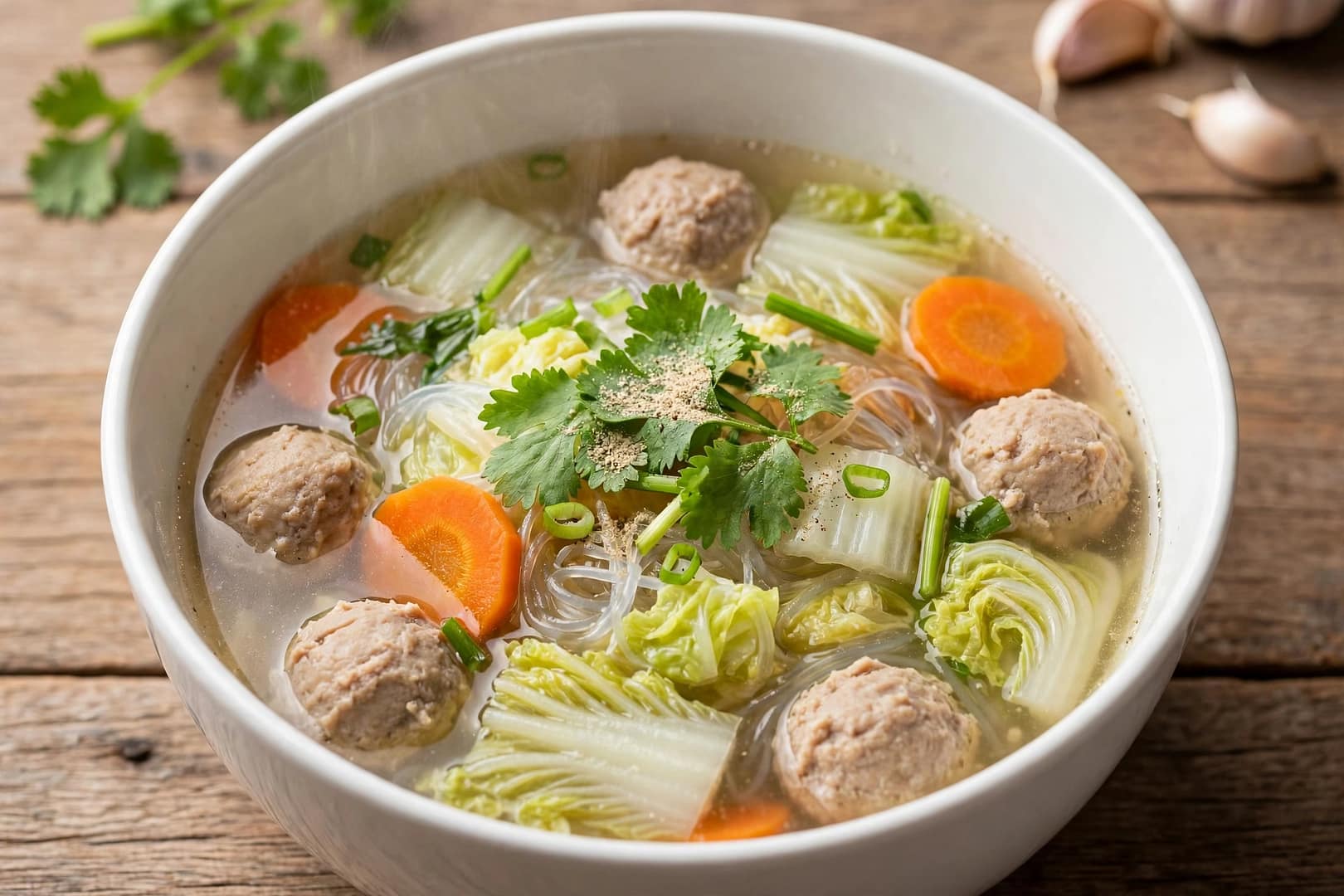 Clear Vegetable Soup In A Plastic Bowl