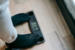 a person standing on a smart scales